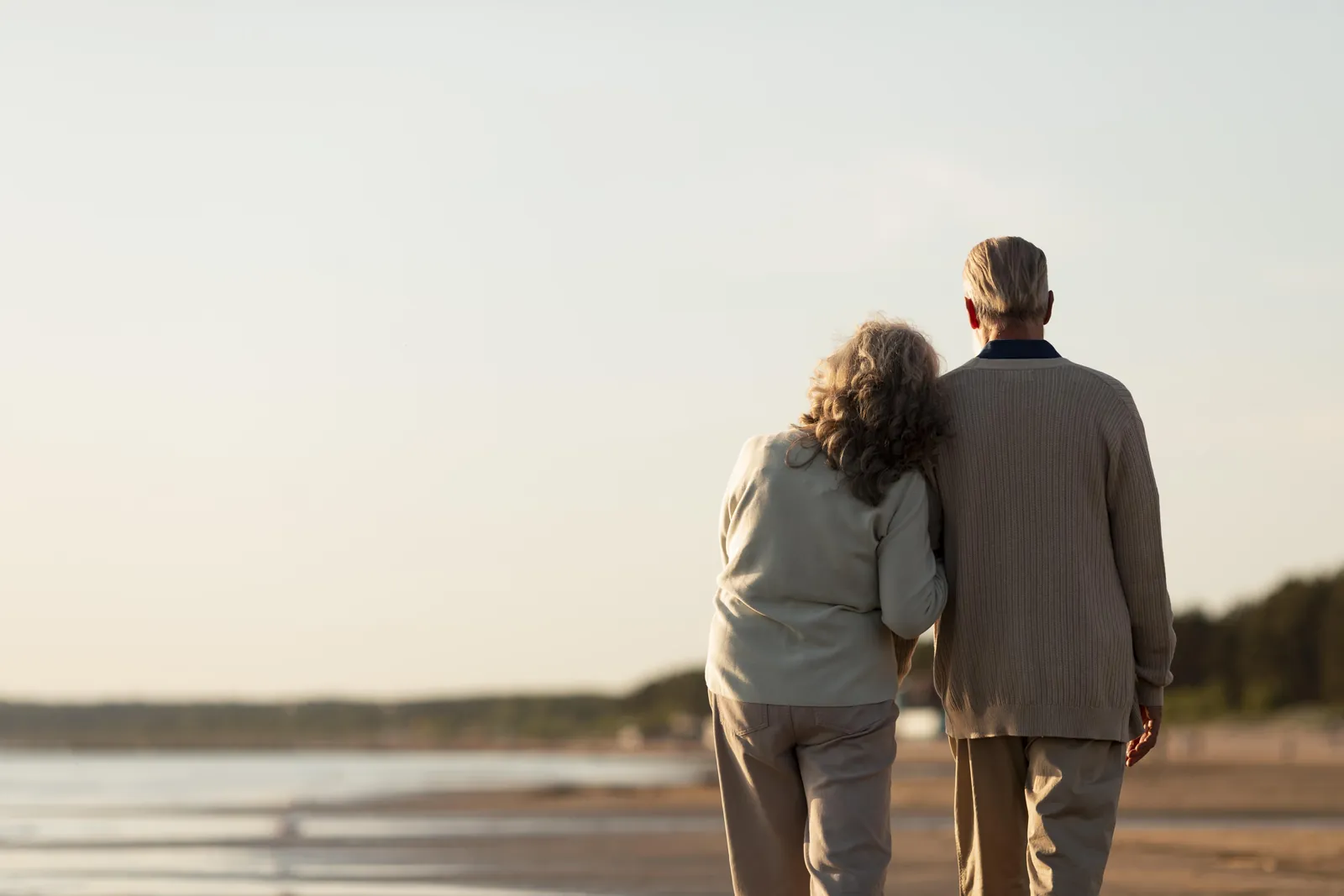 Elderly Couple looking at Sunset